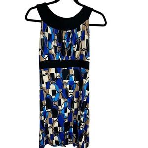 Fave Geometric Print Sleeveless Empire Waist Midi Dress Women's Size S